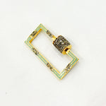 Load image into Gallery viewer, Buy Now Diamond Sterling Silver Rectangle Enamel Carabiner Clasp