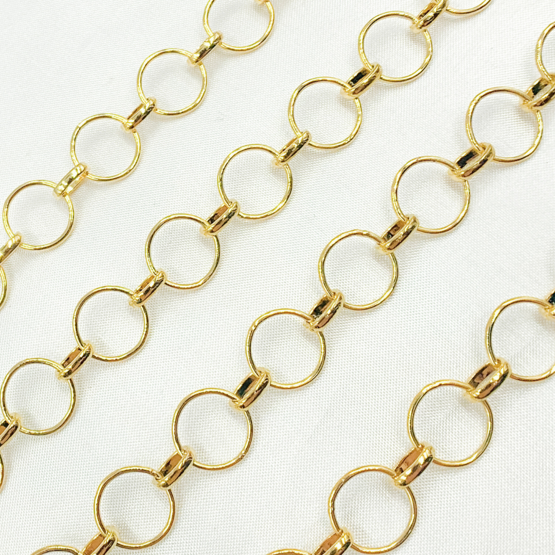 Gold Plated 925 Sterling Silver Circle and Oval Link Chain. V156GP