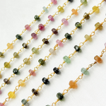 Load image into Gallery viewer, Multi Tourmaline Gold Plated 925 Sterling Silver Wire Chain. MTO19