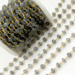 Load image into Gallery viewer, Grey Moonstone Gold Plated 925 Sterling Silver Wire Chain. GMS3