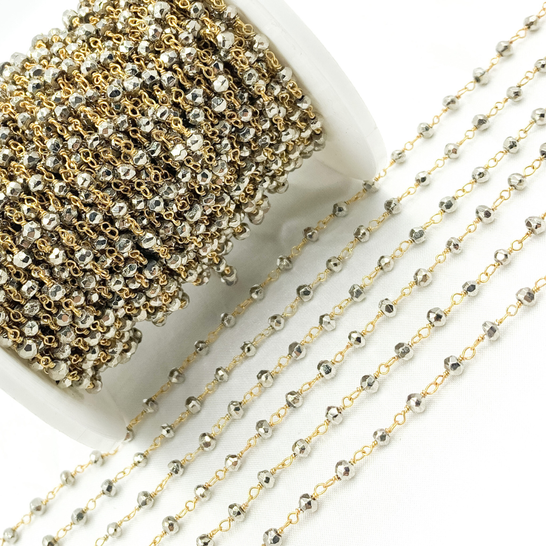Steel Pyrite Gold Plated 925 Sterling Silver Wire Chain. SPY12