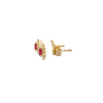 Load image into Gallery viewer, ER113509YRU. 14K Solid Gold Diamond & Ruby Earrings