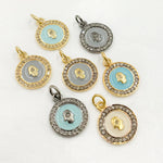 Load image into Gallery viewer, DC226A. Diamond Sterling Silver Round Hamsa Enamel Charm