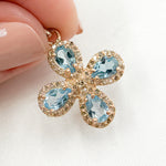 Load image into Gallery viewer, DSP037. Diamond Sterling Silver Flower Pendant with Gemstone