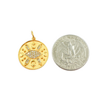 Load image into Gallery viewer, 14K Solid Gold Charm Circle Pendant with Diamonds. GDP219