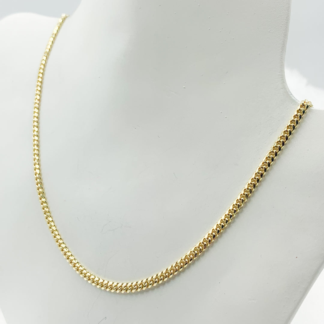 14K Solid Yellow Gold Flat Curb Necklace