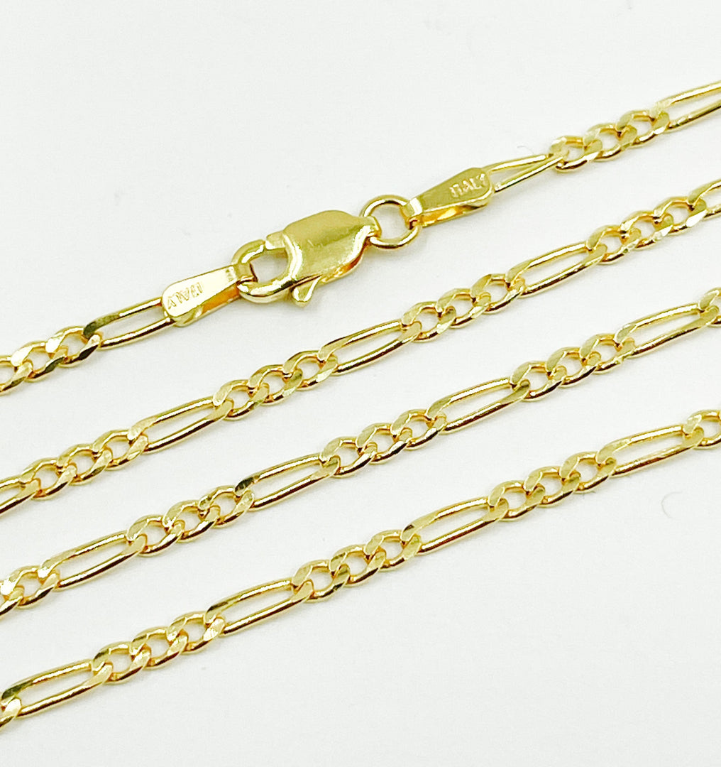 14K Solid Gold Figaro Chain