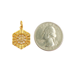 Load image into Gallery viewer, 14K Solid Gold Charm Hexagonal Pendant with Diamonds. GDP138