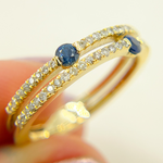 Load image into Gallery viewer, 14K Solid Gold Diamond & Blue Sapphire Ring.