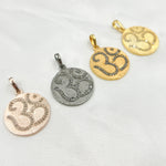 Load image into Gallery viewer, DP034. Diamond Sterling Silver OM Symbol Round Pendant