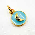 Load image into Gallery viewer, Diamond Sterling Silver Round Moon Enamel Charm