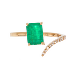 Load image into Gallery viewer, 14K Solid Yellow Gold Diamond and Emerald Open Snake Ring.