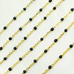 Load image into Gallery viewer, Gold Plated 925 Sterling Silver Enamel Black Color Cable Chain. V203BKGP
