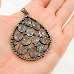 Load image into Gallery viewer, DSP021. Diamond Sterling Silver Drop Pendant With Gemstone