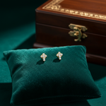 Load image into Gallery viewer, ER427136. 14k Solid Gold Diamond and Gemstone Cross Stud Earrings