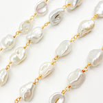 Load image into Gallery viewer, Gold Plated Wire Freshwater Grey Nugget Pearl Chain