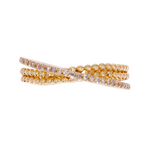 Load image into Gallery viewer, 14K Solid Gold Diamond Triple Line Ring