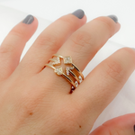 Load image into Gallery viewer, 14k Solid Gold Diamond Arrows, Heart and Rhomb Ring.