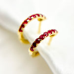 Load image into Gallery viewer, Buy 14K Gold Blue Sapphire Huggies