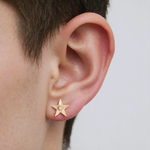 Load image into Gallery viewer, Buy 14K Solid Gold Star Diamond Stud Earrings