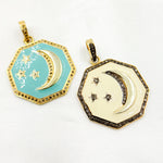 Load image into Gallery viewer, DP749A. Moon & Stars Enamel Pendant