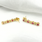 Load image into Gallery viewer, EFD52175RU. 14K Solid Gold Diamond & Ruby Dangle Earrings