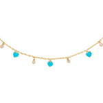 Load image into Gallery viewer, NFA71886TQ. 14K Solid Gold Dangle Diamond Turquoise Hearts and Circles