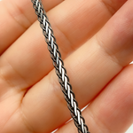 Load image into Gallery viewer, Black Rhodium and White Sterling Silver Flat Wheat Necklaces