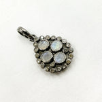 Load image into Gallery viewer, DSP08. Diamond Sterling Silver Drop Pendant with Gemstone