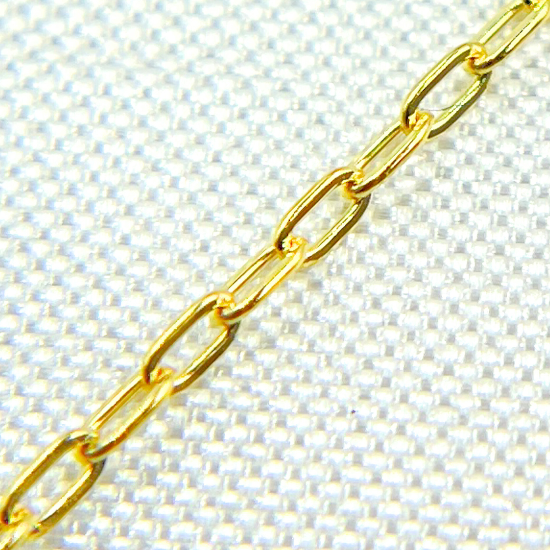 14k Solid Yellow Gold Smooth Cable Link Chain. 025FLCL2byft