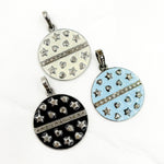 Load image into Gallery viewer, DP505A. Diamond Sterling Silver Round Enamel Pendant