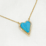 Load image into Gallery viewer, CN96244TQ. 14k Solid Gold Diamond and Turquoise Heart Necklace