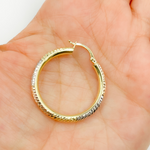 Load image into Gallery viewer, GER56. 14K Solid Tri-Color Gold Round Hollow Hoop Earrings β Classic Hoops