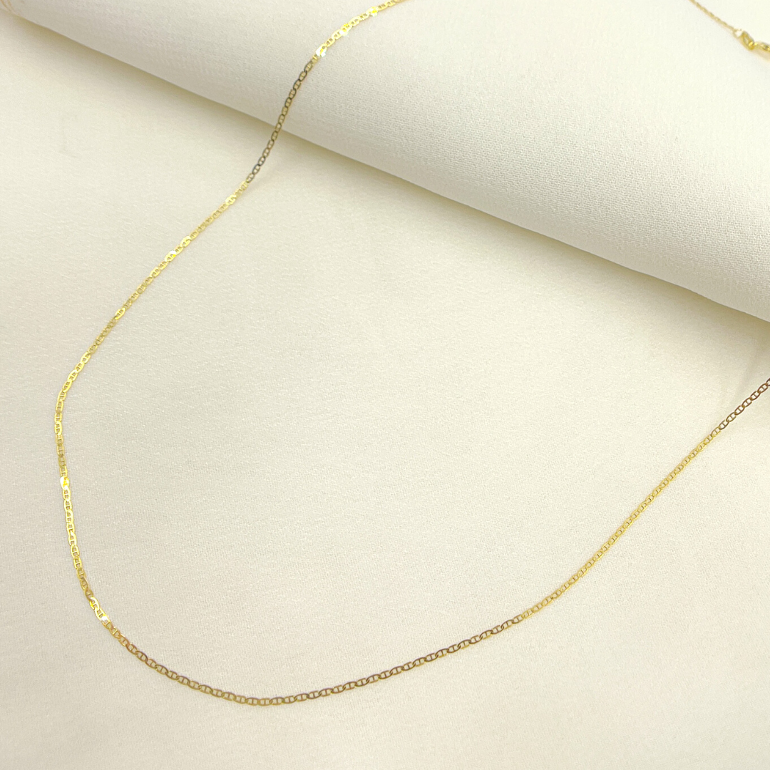 14K Solid Gold Flat Marina Necklaces