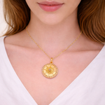 Load image into Gallery viewer, GDP530. 14K Solid Gold Circle Charm with Diamonds and Star in the Center