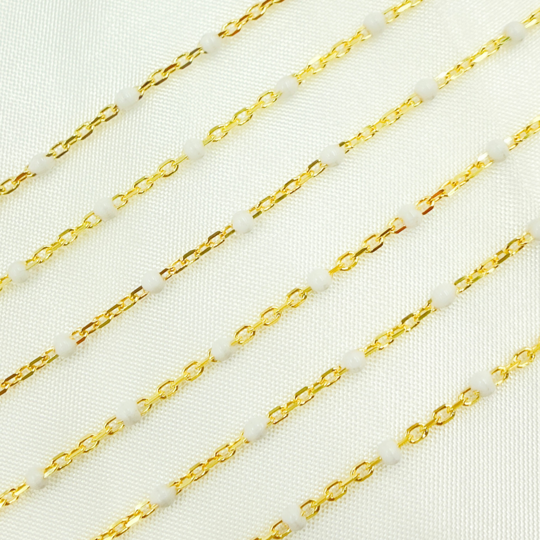 Shop Silver Enamel White Color Cable Chain