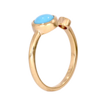 Load image into Gallery viewer, Gold Round Turquoise and Diamond Ring