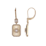 Load image into Gallery viewer, 14K Solid Gold and Diamonds Rectangular Dangle Earrings