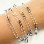 Load image into Gallery viewer, V4SB1. Black Rhodium & White Silver Diamond Cut Paperclip Chain