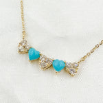 Load image into Gallery viewer, CN96340. 14K Solid Gold Diamond and Gemstone Hearts Necklace