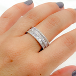 Load image into Gallery viewer, 14k Solid Gold Half Band Baguette Diamond Ring.