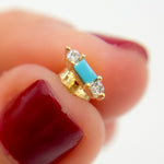 Load image into Gallery viewer, 14K Gold Diamond and Gemstone Stud Earrings