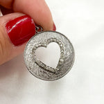Load image into Gallery viewer, DP344. Diamond Sterling Silver Round Heart Pendant