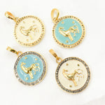 Load image into Gallery viewer, DP608A. Diamond Sterling Silver Round Leo Zodiac Enamel Pendant