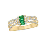 Load image into Gallery viewer, 14K Solid Gold Diamond and Emerald Ring.