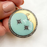 Load image into Gallery viewer, DP432A. Diamond Sterling Silver Moon & Stars Enamel Pendant