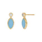 Load image into Gallery viewer, CE97070. 14K Solid Yellow Gold Diamond and Gemstone Marquise Stud Earring