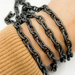 Load image into Gallery viewer, V81BRM. Black Rhodium 925 Sterling Silver Smooth Marina Link Chain