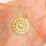 Load image into Gallery viewer, 14K Solid Gold Diamond Flower Circle Charm. GDP437