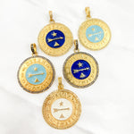 Load image into Gallery viewer, Diamond Sterling Silver Round Arrow Enamel Pendants